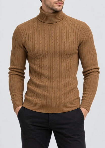 Men’s Turtleneck Sweater | Polyester Fabric | Slim Fit Roll Neck | Steven & Levon