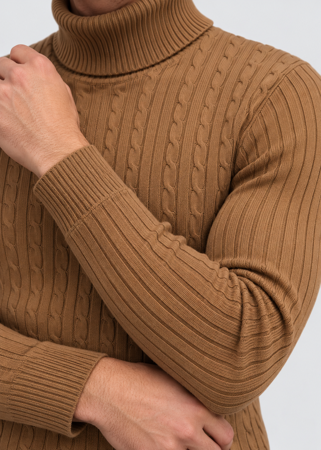 Men’s Turtleneck Sweater | Polyester Fabric | Slim Fit Roll Neck | Steven & Levon
