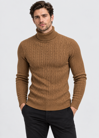 Men’s Turtleneck Sweater | Polyester Fabric | Slim Fit Roll Neck | Steven & Levon