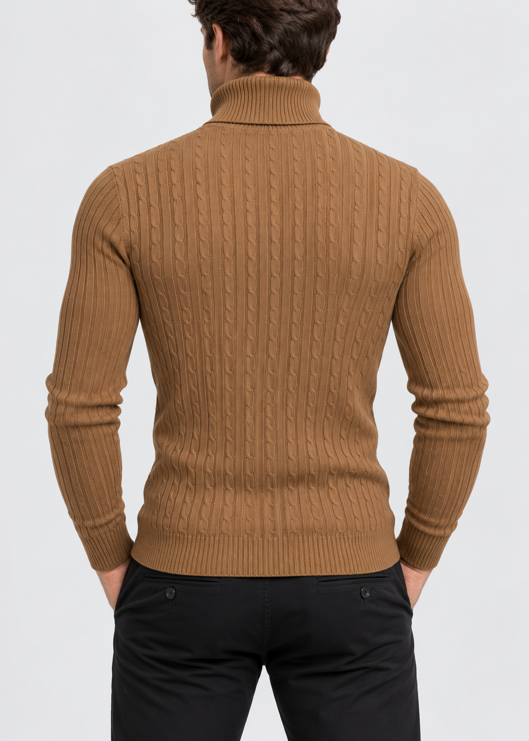 Men’s Turtleneck Sweater | Polyester Fabric | Slim Fit Roll Neck | Steven & Levon