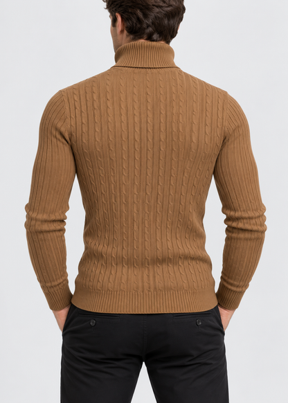 Men’s Turtleneck Sweater | Polyester Fabric | Slim Fit Roll Neck | Steven & Levon