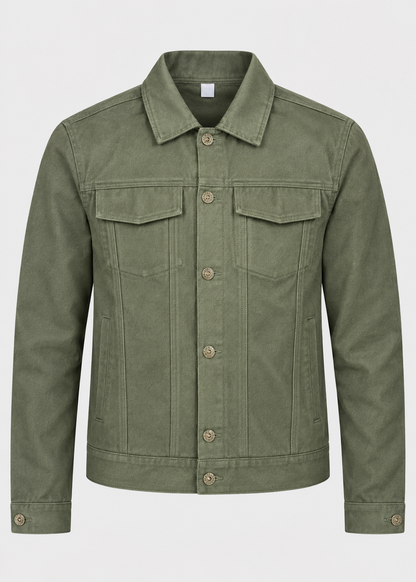 Men's Long Sleeve Cotton Jacket | Lightweight Fabric | Collared Zip-Up | Smart Casual Outerwear | Steven & Levon