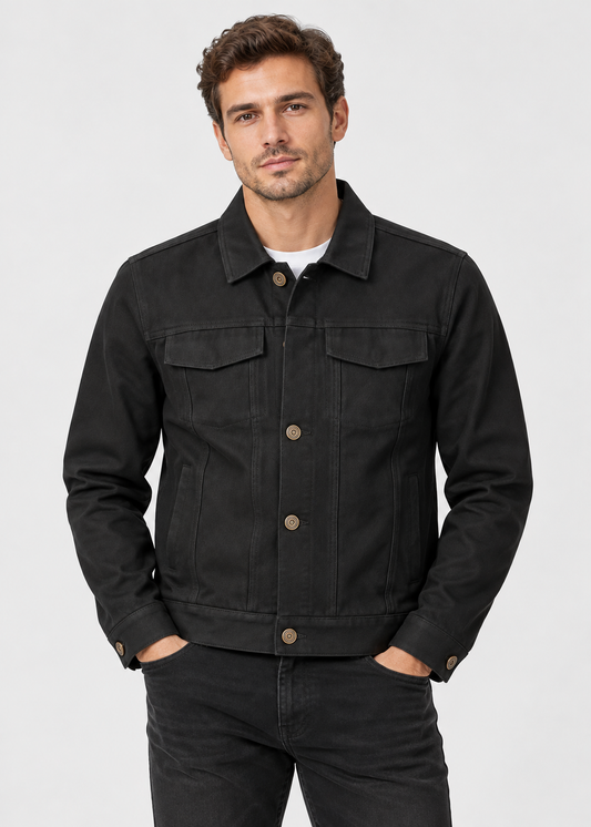 Men's Long Sleeve Cotton Jacket | Lightweight Fabric | Collared Zip-Up | Smart Casual Outerwear | Steven & Levon