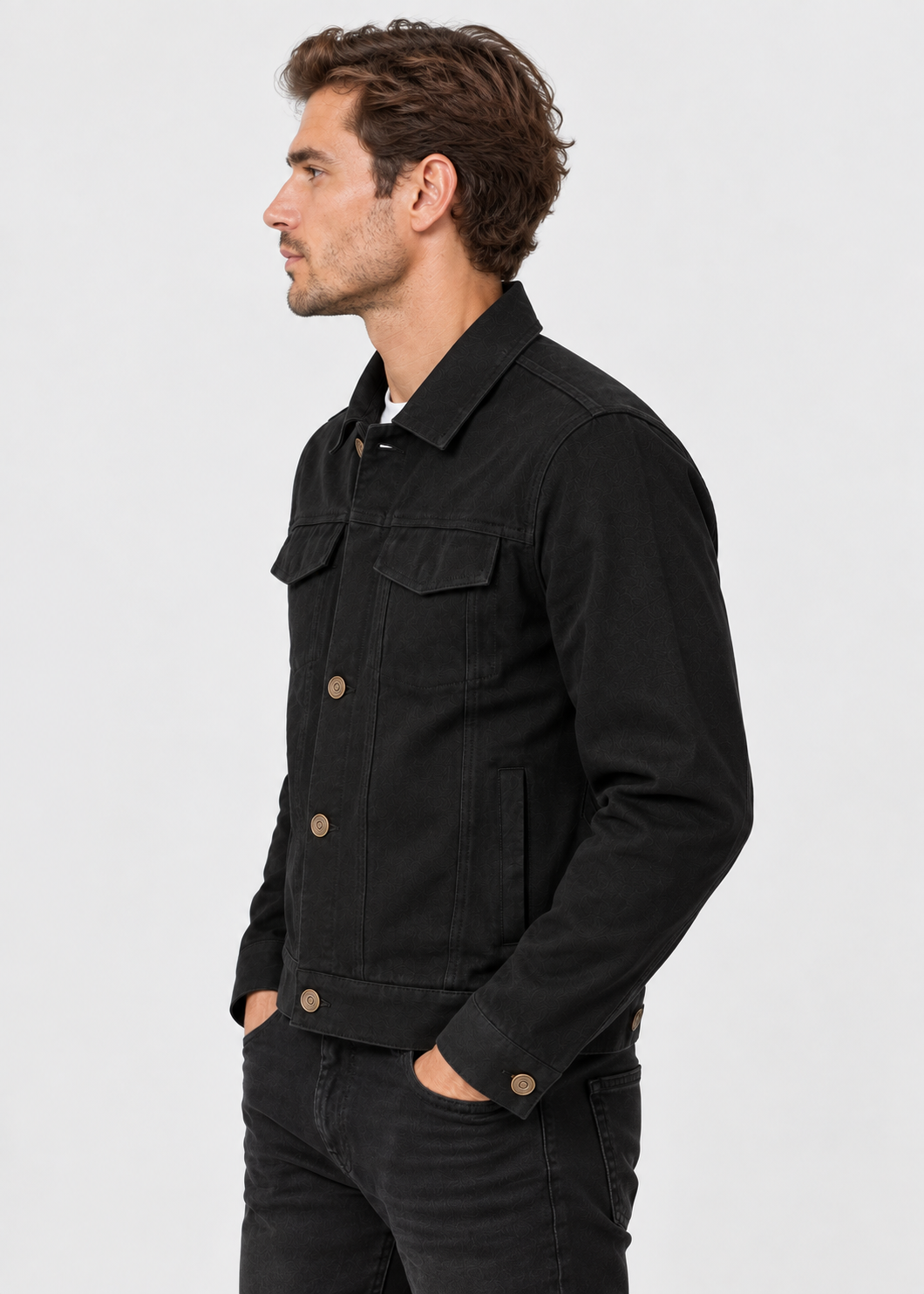 Men's Long Sleeve Cotton Jacket | Lightweight Fabric | Collared Zip-Up | Smart Casual Outerwear | Steven & Levon