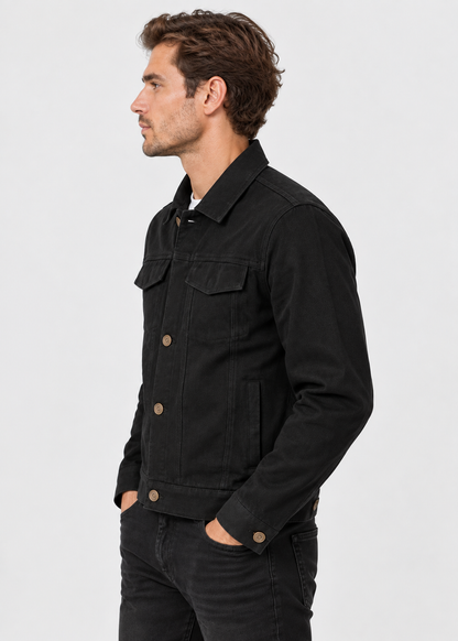 Men's Long Sleeve Cotton Jacket | Lightweight Fabric | Collared Zip-Up | Smart Casual Outerwear | Steven & Levon