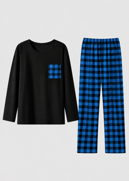 Men's Checkered Pajama Set | Long Sleeve | Relaxed Fit Sleepwear | Steven & Levon