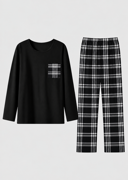Men's Checkered Pajama Set | Long Sleeve | Relaxed Fit Sleepwear | Steven & Levon