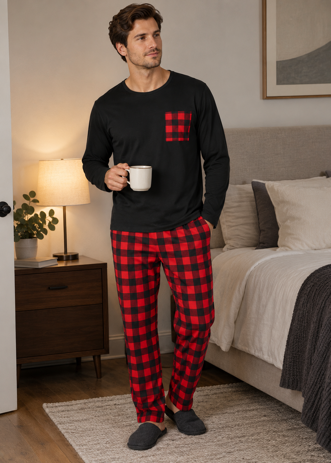 Men's Checkered Pajama Set | Long Sleeve | Relaxed Fit Sleepwear | Steven & Levon