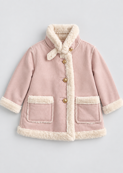 Girls Sherpa Lined Jacket | Kids | Button Front | Plush Winter Coat | Warm Outerwear | Steven & Levon
