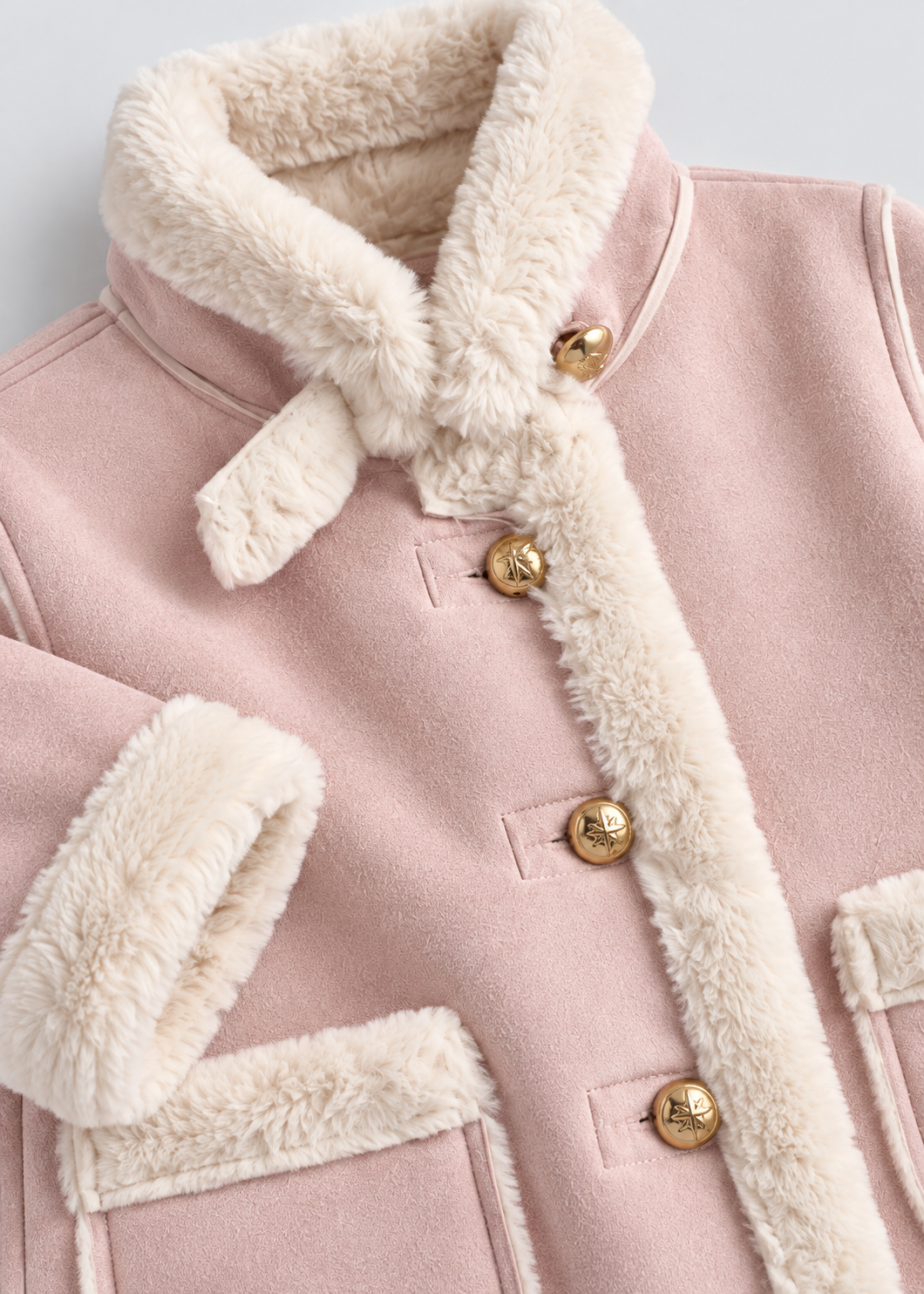 Girls Sherpa Lined Jacket | Kids | Button Front | Plush Winter Coat | Warm Outerwear | Steven & Levon
