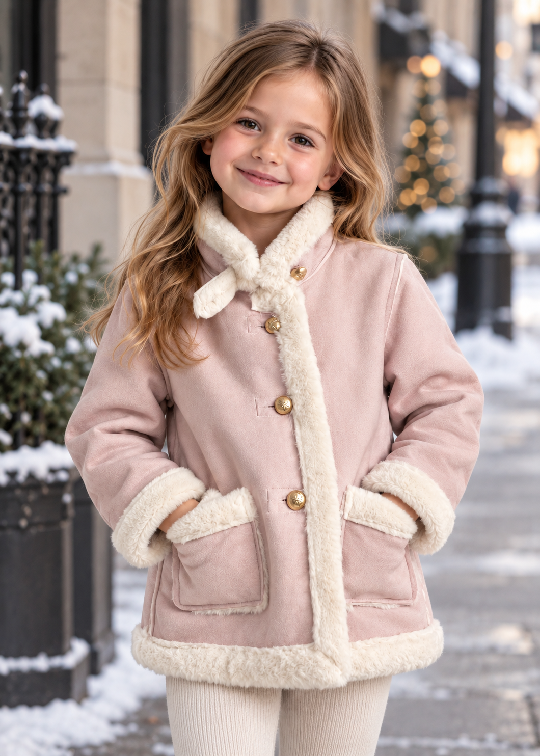 Girls Sherpa Lined Jacket | Kids | Button Front | Plush Winter Coat | Warm Outerwear | Steven & Levon