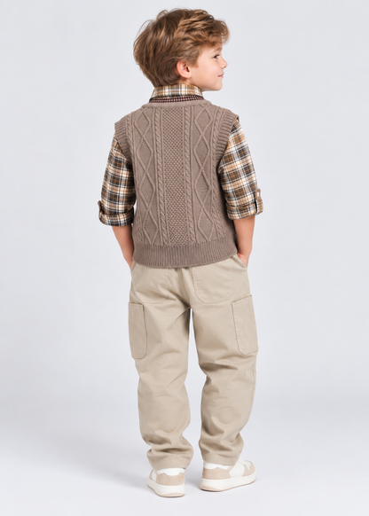 Baby Boys 3-Piece Outfit Set | Plaid Shirt | Knit Vest | Cotton Pants | Casual | Steven & Levon