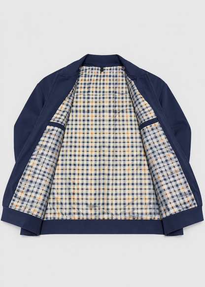 Men's Harrington Jacket | Lightweight | Check Lining | Zip Front | Smart Casual Outerwear | Steven & Levon