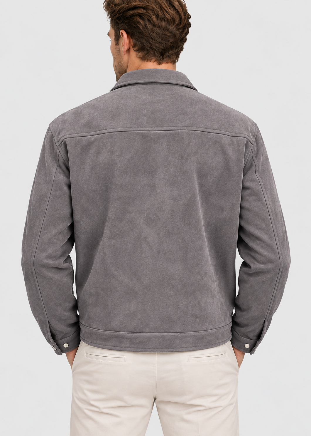 Men's Suede Utility Jacket | Loose Fit | Zip Front | Smart Casual Outerwear | Steven & Levon