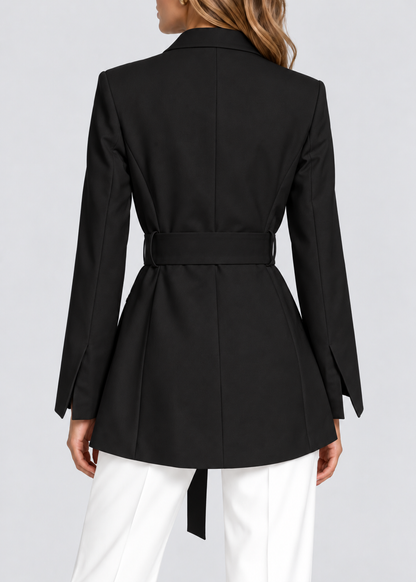 Women's Belted Blazer | Notched Lapels | Tailored Smart Casual Jacket | Steven & Levon