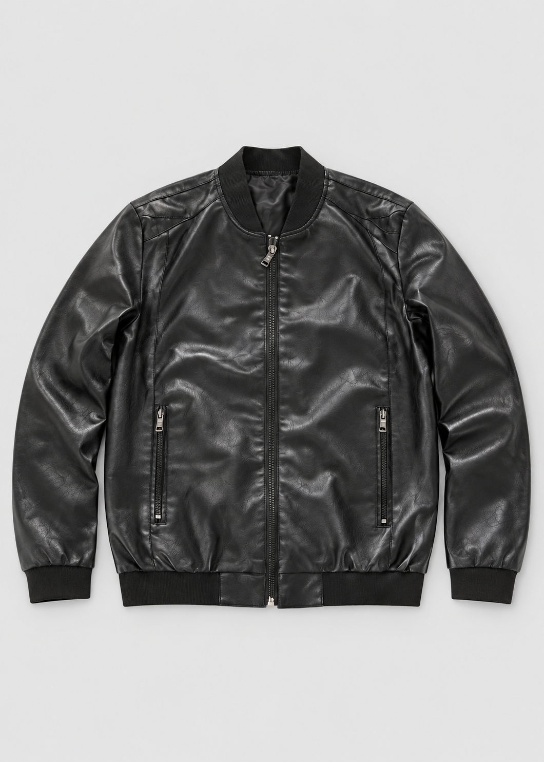 Men's Bomber Jacket | Synthetic Leather | Zip Front | Casual Outerwear | Steven & Levon