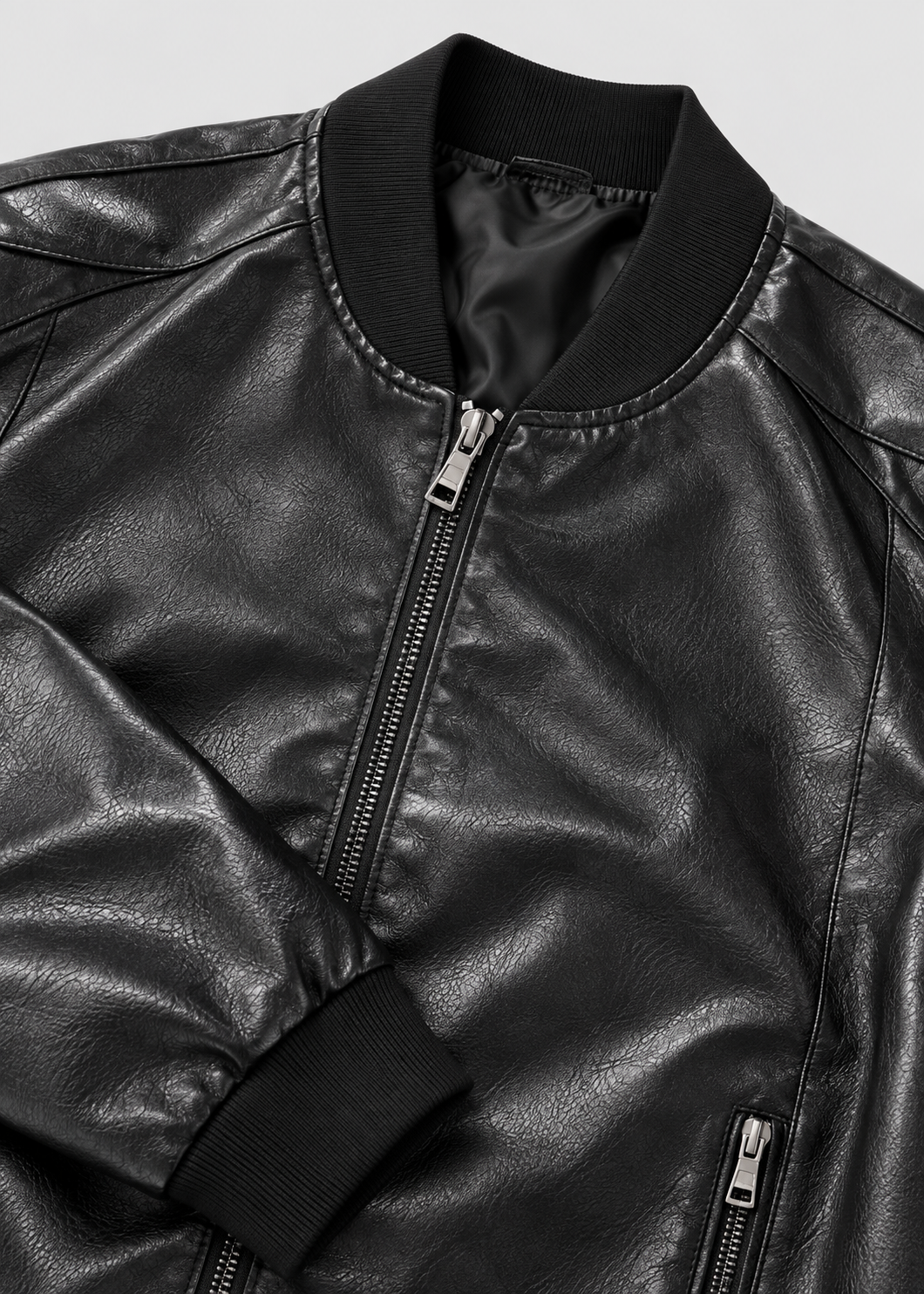 Men's Bomber Jacket | Synthetic Leather | Zip Front | Casual Outerwear | Steven & Levon