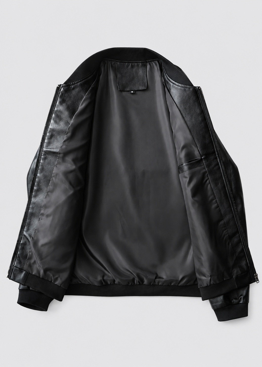 Men's Bomber Jacket | Synthetic Leather | Zip Front | Casual Outerwear | Steven & Levon