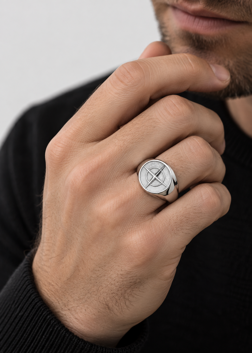 Cross Star Pattern Ring | Gold or Silver | Unisex | Stainless Steel | Compass Design | Steven & Levon