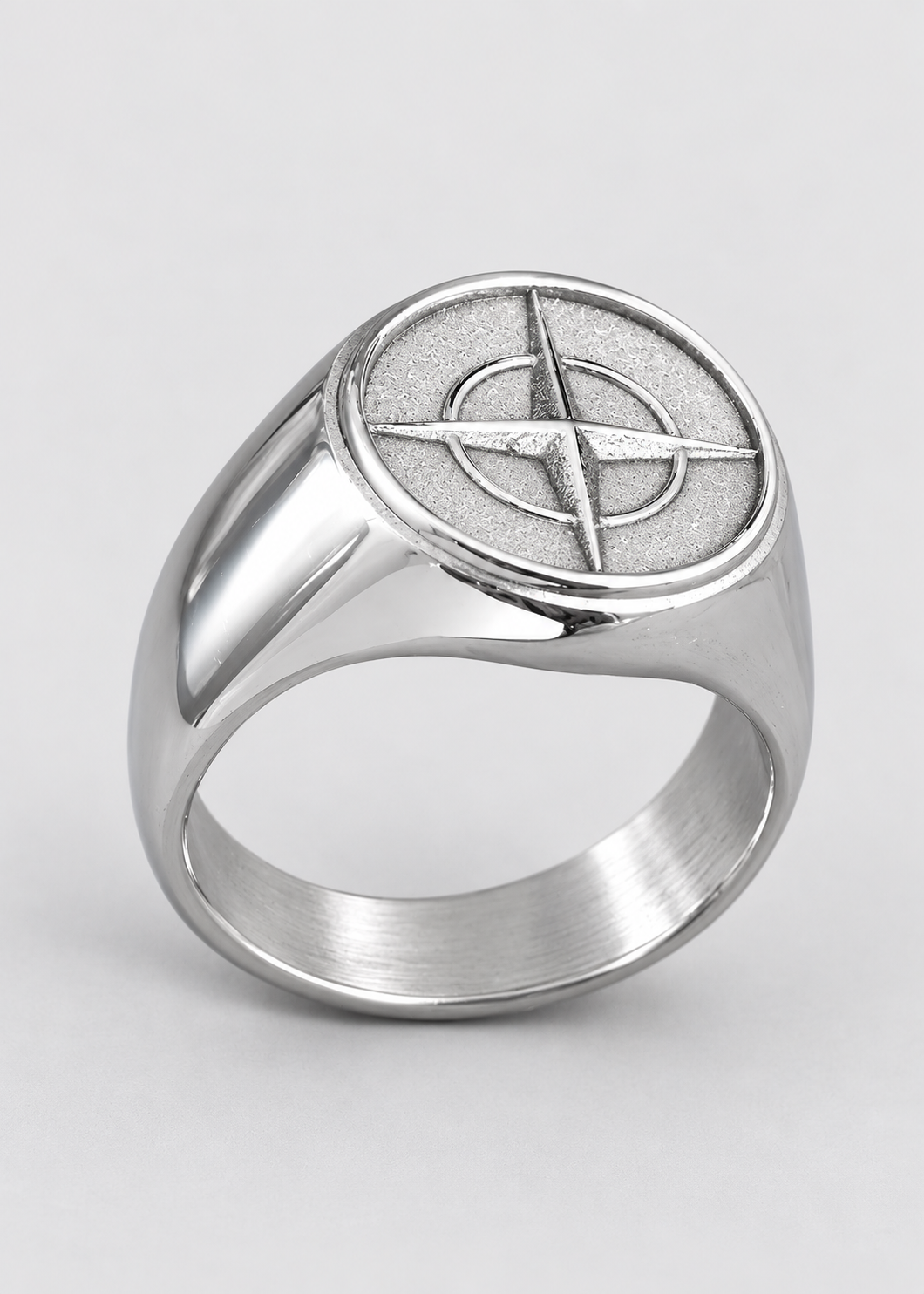 Cross Star Pattern Ring | Gold or Silver | Unisex | Stainless Steel | Compass Design | Steven & Levon