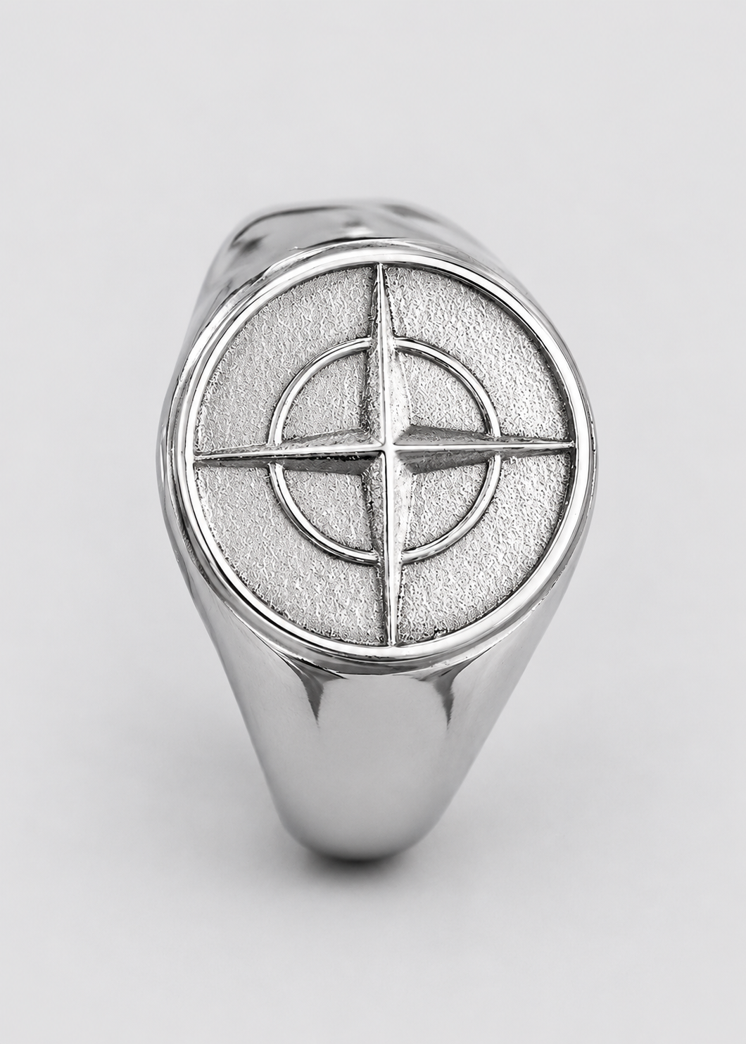 Cross Star Pattern Ring | Gold or Silver | Unisex | Stainless Steel | Compass Design | Steven & Levon