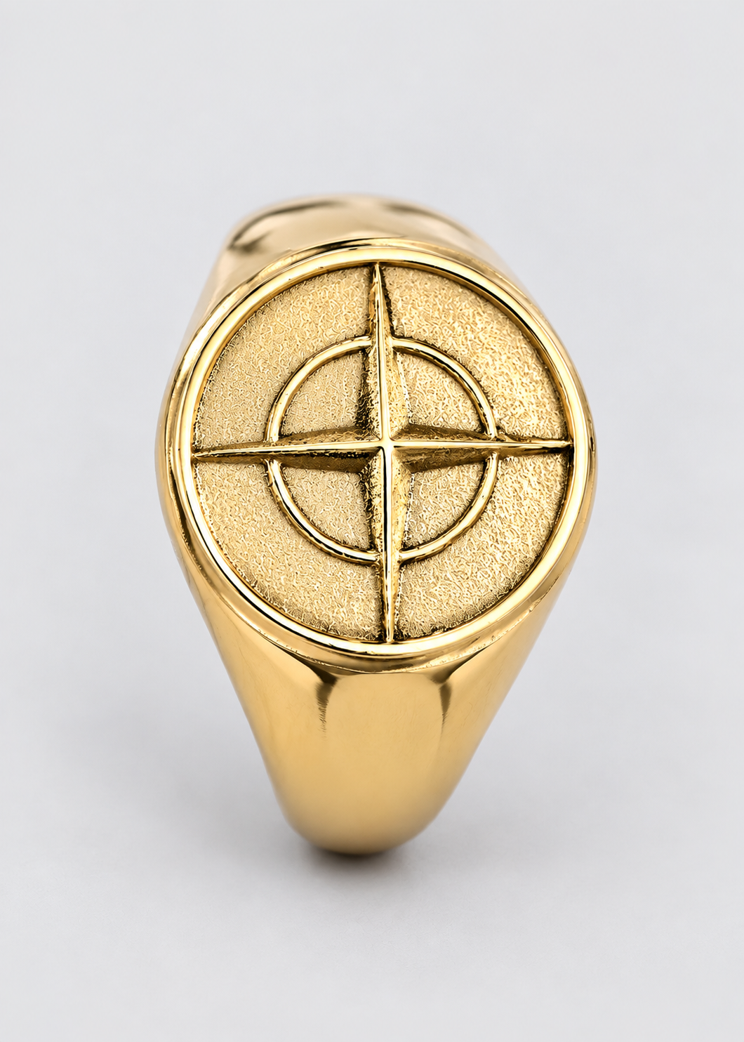 Cross Star Pattern Ring | Gold or Silver | Unisex | Stainless Steel | Compass Design | Steven & Levon