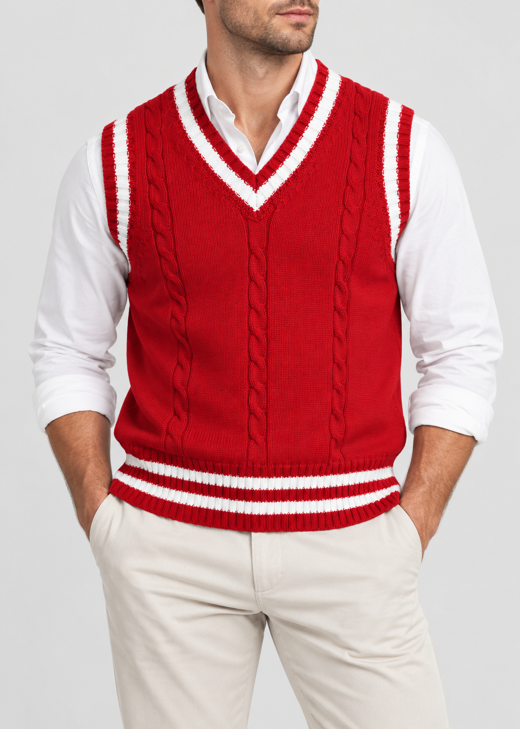 Sweater Vest | Men | V Neck Ribbed Trim | Regular Fit Layering Top | Steven & Levon