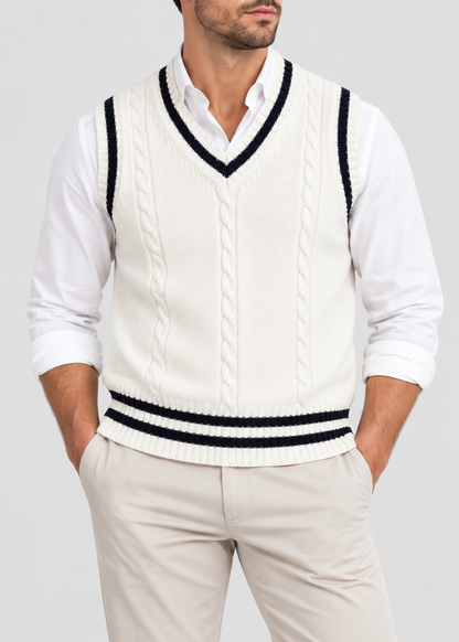 Sweater Vest | Men | V Neck Ribbed Trim | Regular Fit Layering Top | Steven & Levon