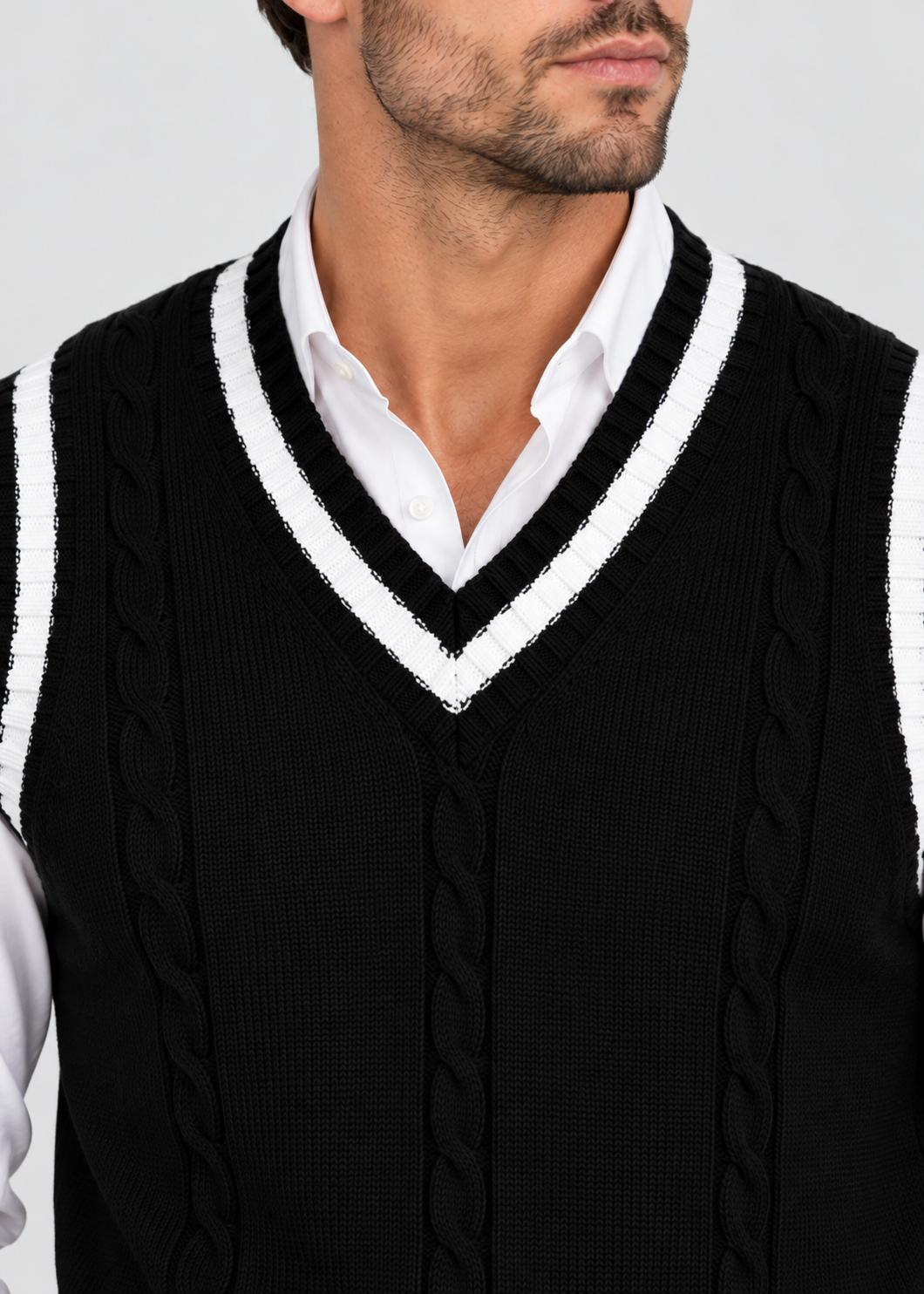 Sweater Vest | Men | V Neck Ribbed Trim | Regular Fit Layering Top | Steven & Levon