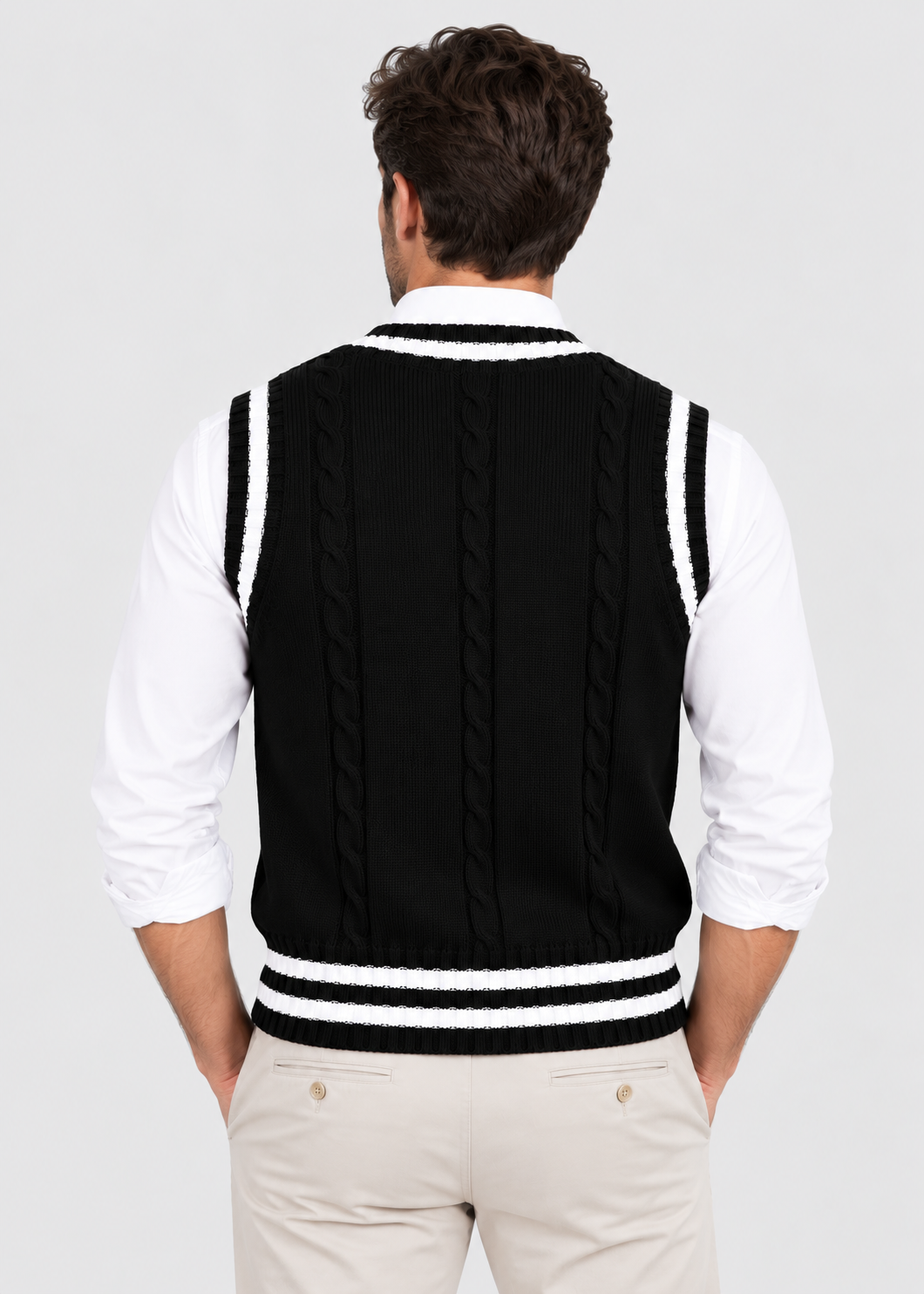 Sweater Vest | Men | V Neck Ribbed Trim | Regular Fit Layering Top | Steven & Levon
