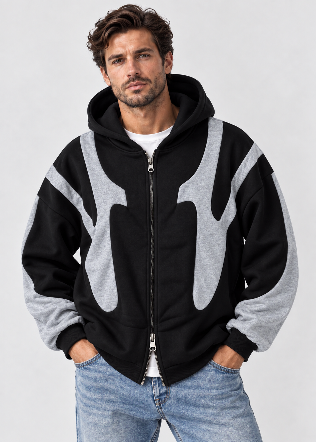 Oversized Streetwear Hoodie | Y2K Graphic | Men | Polyester | Contrast Design | Steven & Levon