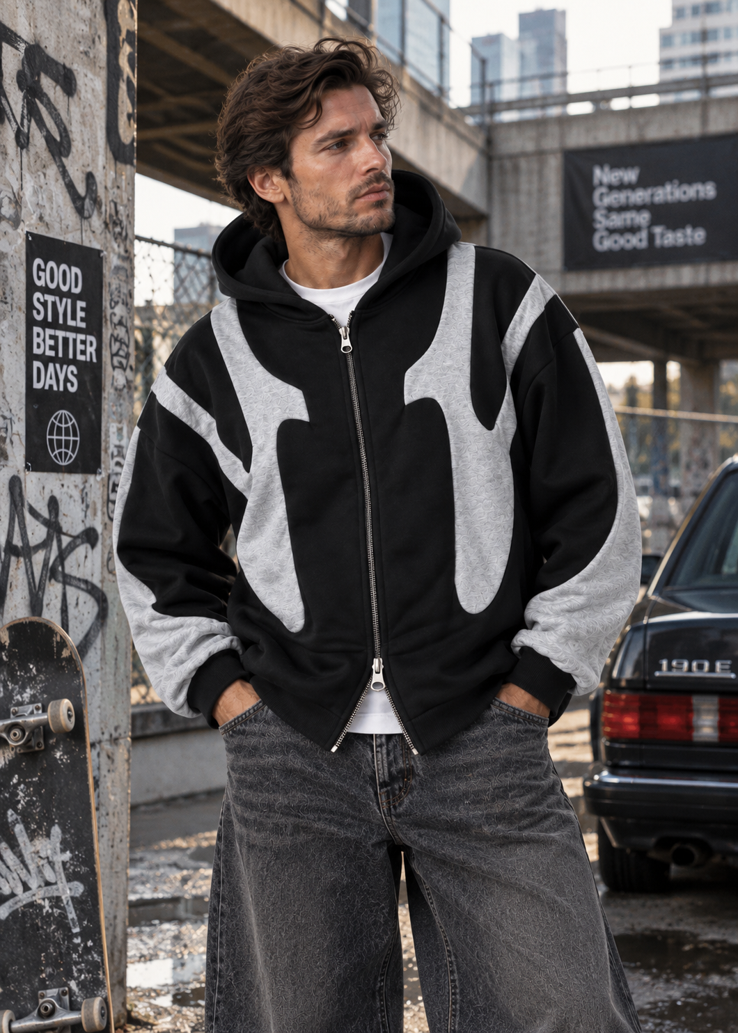 Oversized Streetwear Hoodie | Y2K Graphic | Men | Polyester | Contrast Design | Steven & Levon