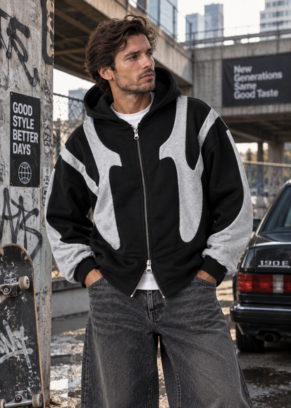 Oversized Streetwear Hoodie | Y2K Graphic | Men | Polyester | Contrast Design | Steven & Levon