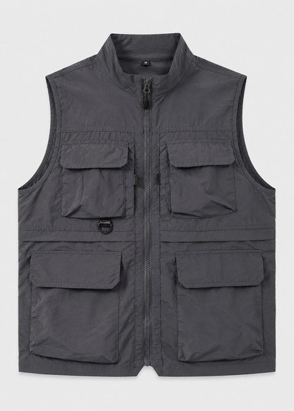 Men's Multi-Pocket Utility Gilet Vest | Lightweight | Zip Front | Outdoor Fishing Workwear | Steven & Levon