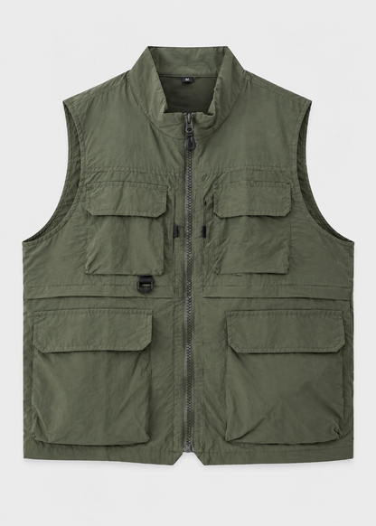 Men's Multi-Pocket Utility Gilet Vest | Lightweight | Zip Front | Outdoor Fishing Workwear | Steven & Levon