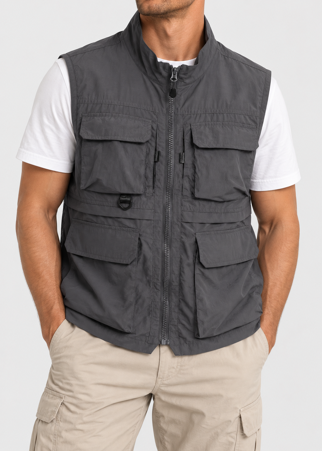 Men's Multi-Pocket Utility Gilet Vest | Lightweight | Zip Front | Outdoor Fishing Workwear | Steven & Levon