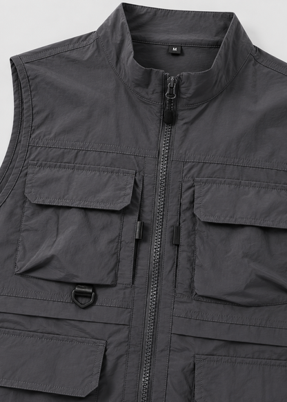 Men's Multi-Pocket Utility Gilet Vest | Lightweight | Zip Front | Outdoor Fishing Workwear | Steven & Levon