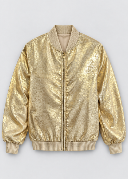 Shiny Bomber Jacket | Women | Zip Front | Lightweight Outerwear | Steven & Levon