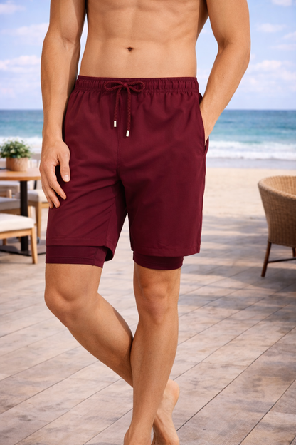 Men's Printed Swim Shorts | Compression Lining | Quick Dry Beach Shorts | Summer Swimwear | Steven & Levon