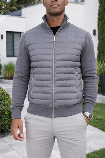 Men's Quilted Bomber Jacket | Zip Front | Lightweight Casual Outerwear | Steven & Levon