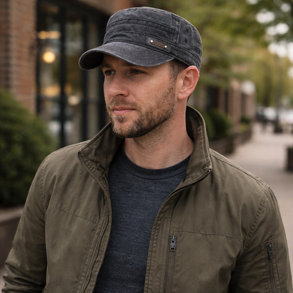 Flatrik - Flat Top Military Style Cap  Outdoor Sun Protection