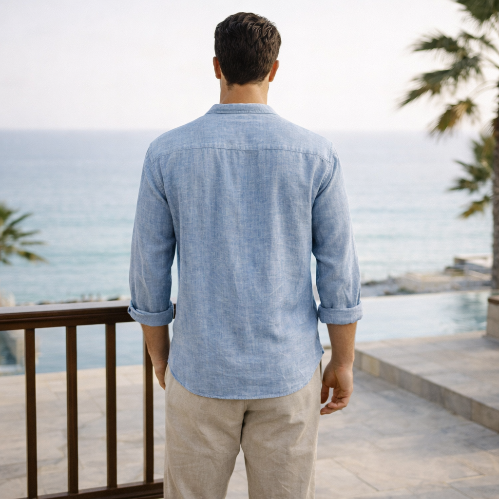Driftlace - V-Neck Lace-Up Three-Quarter Sleeve Shirt  Casual Summer Outings
