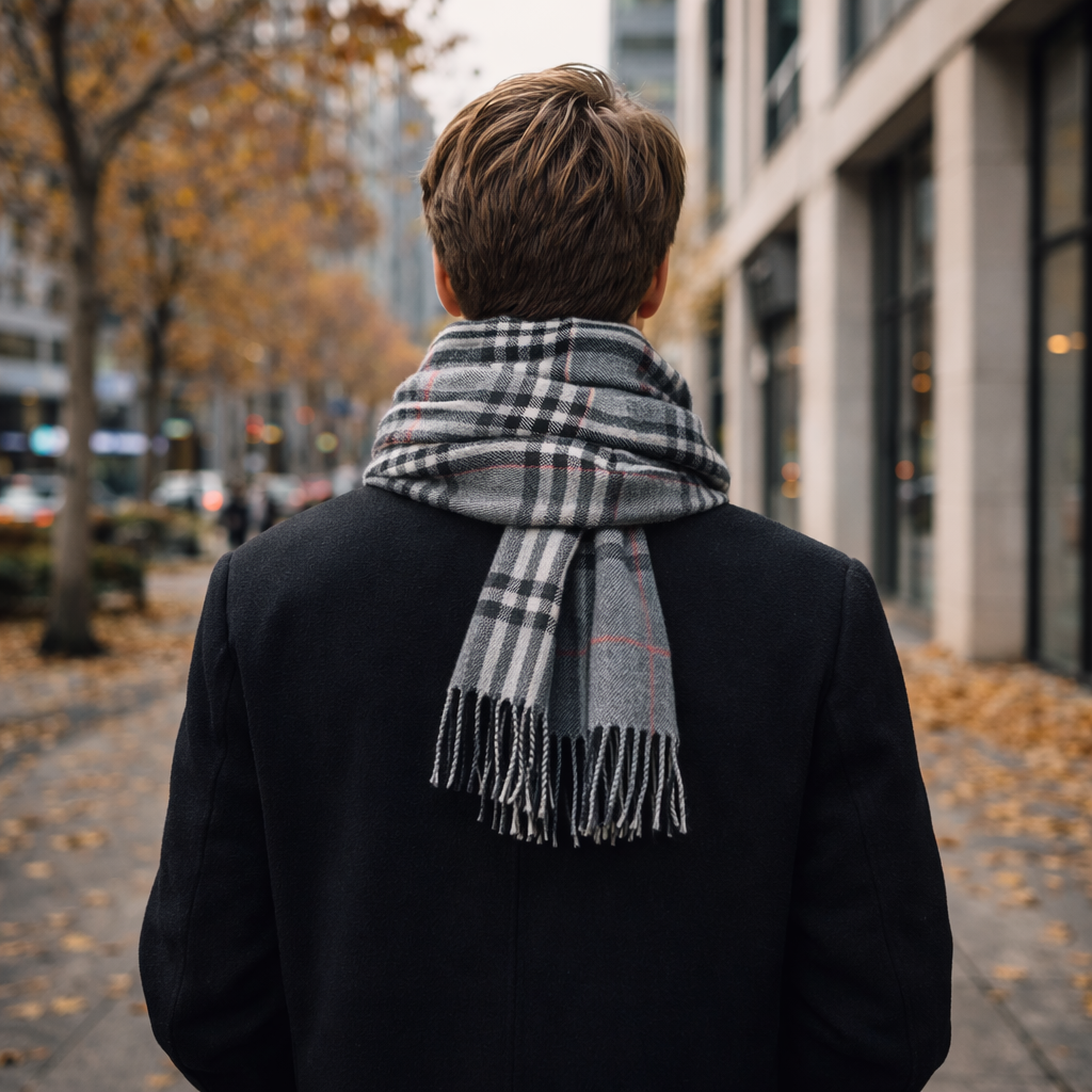 Tarnavex - British Plaid Tassel-Trim Men's Scarf  Winter Neck Warmth