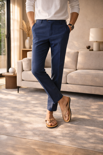 Linen Blend Tailored Trousers | Men | Straight Leg | Lightweight Smart Casual Pants | Steven & Levon