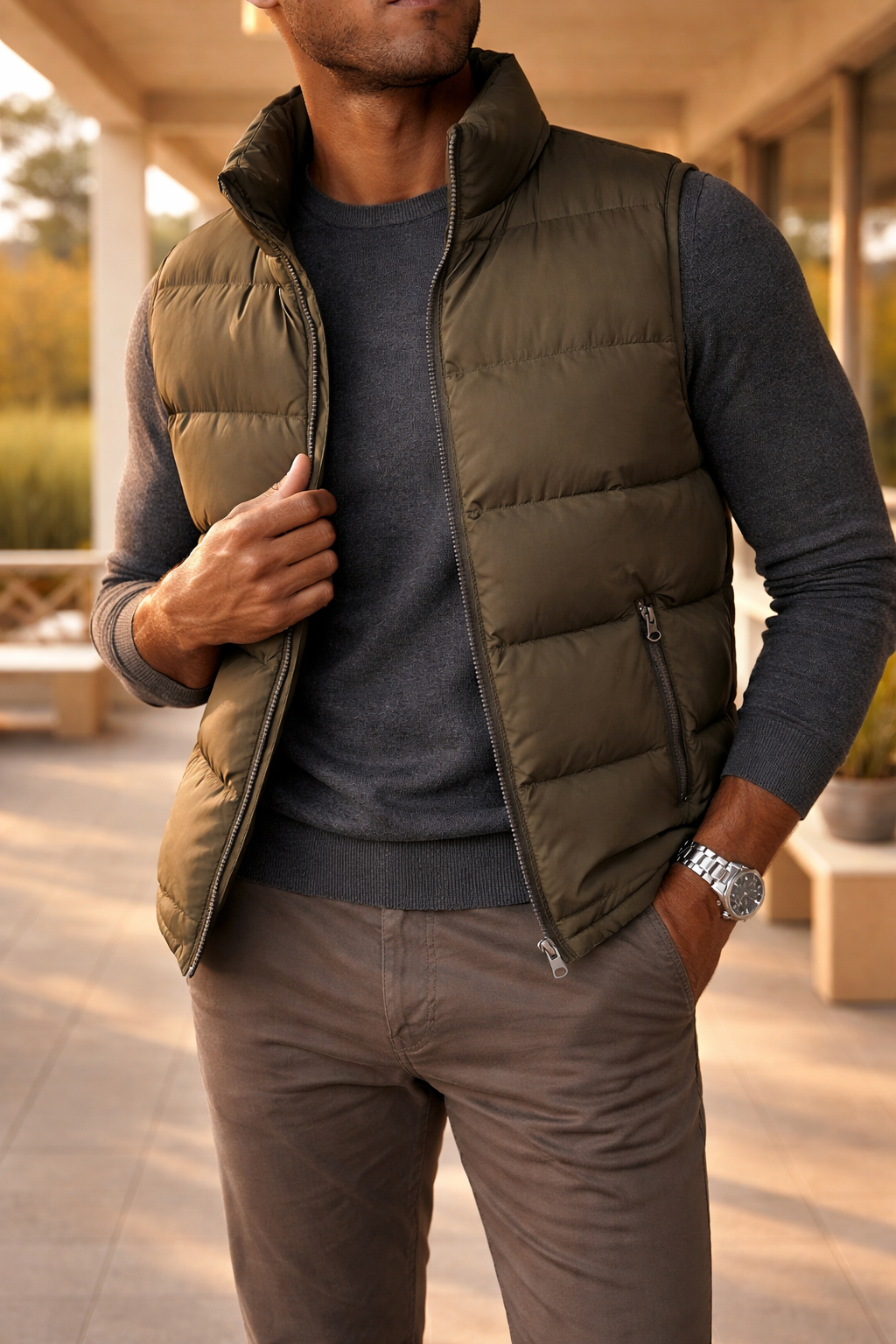 Men's Quilted Padded Bodywarmer | Gilet | Zip Closure | Insulated Vest | Steven & Levon