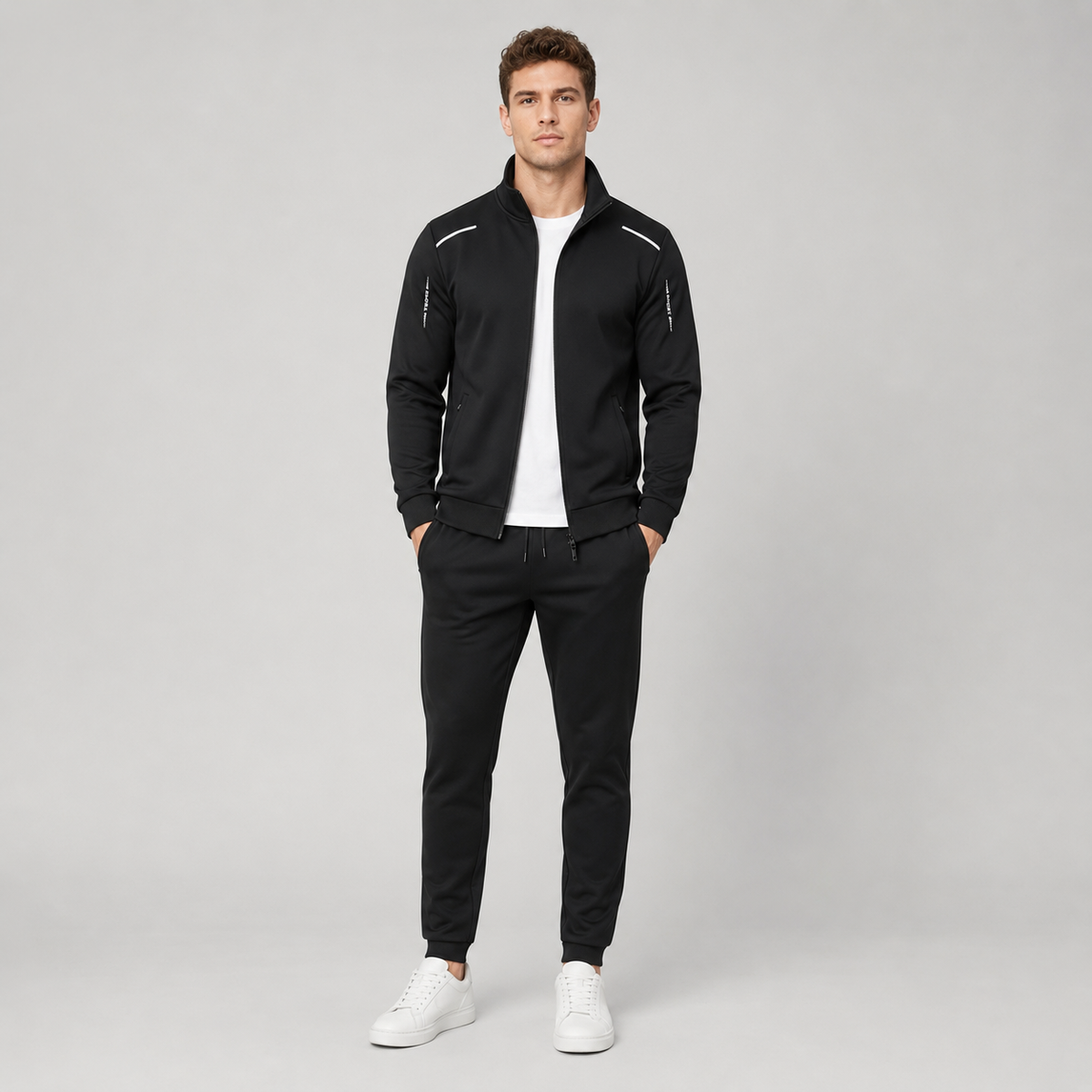 Mens Tracksuit | Zip Up Stand Collar | Casual Jacket and Jogger Trousers Two Piece Set | Steven & Levon