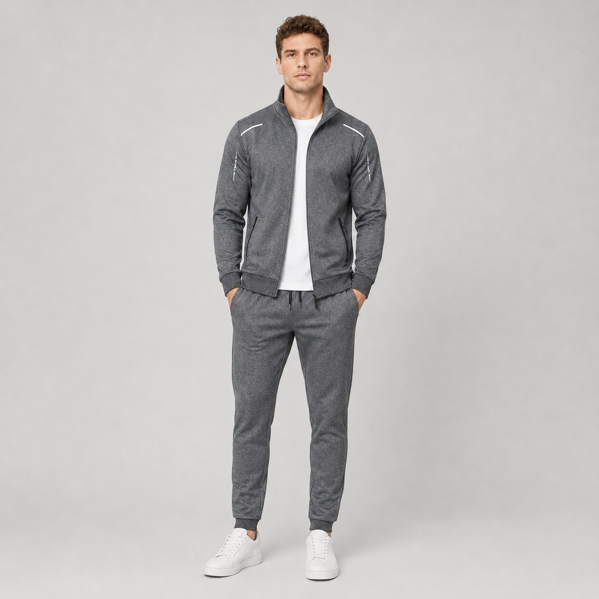 Mens Tracksuit | Zip Up Stand Collar | Casual Jacket and Jogger Trousers Two Piece Set | Steven & Levon