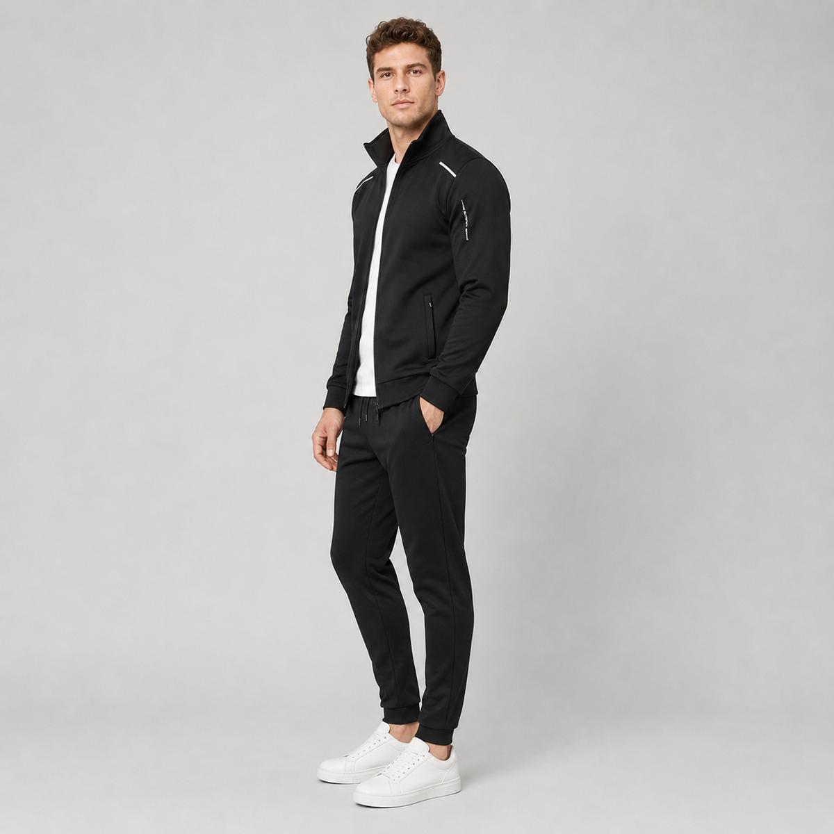 Mens Tracksuit | Zip Up Stand Collar | Casual Jacket and Jogger Trousers Two Piece Set | Steven & Levon