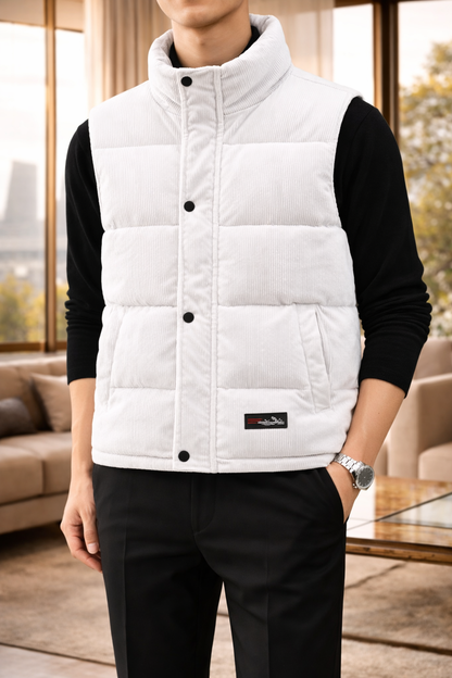 Men's Quilted Puffer Bodywarmer | Stand Collar | Sleeveless Zip Gilet | Insulated Vest | Steven & Levon