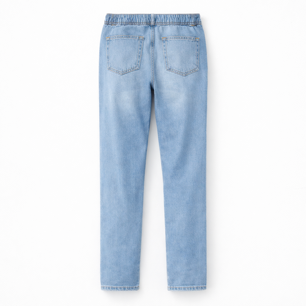 Driftway - Loose Straight Leg Drawstring Jeans  Everyday Casual Wear
